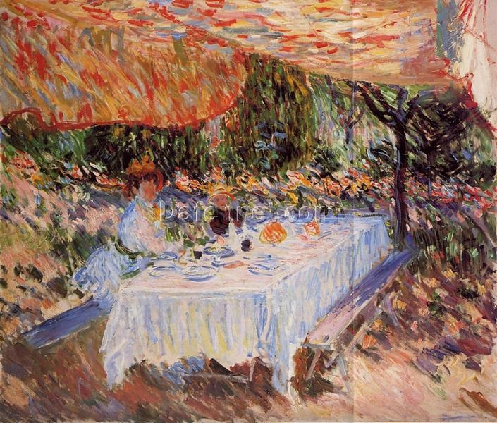 Lunch under the Canopy (1883) Claude Monet Oil Painting, Stunning Nature and Dining Scene, Dafen Village Artist