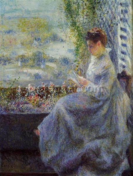 Pierre-Auguste Renoir “Madame Chocquet Reading” 1876 – Handcrafted Oil Painting Reproduction for Elegant Portrait and Literary Art Decor