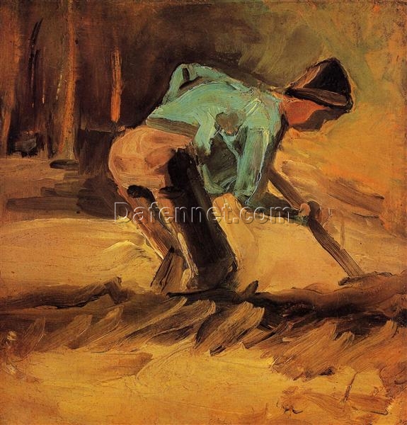 Vincent van Gogh Man Stooping with Stick or Spade, Fine Art Oil Painting Reproduction, Hand-Painted by Dafen Village Artists