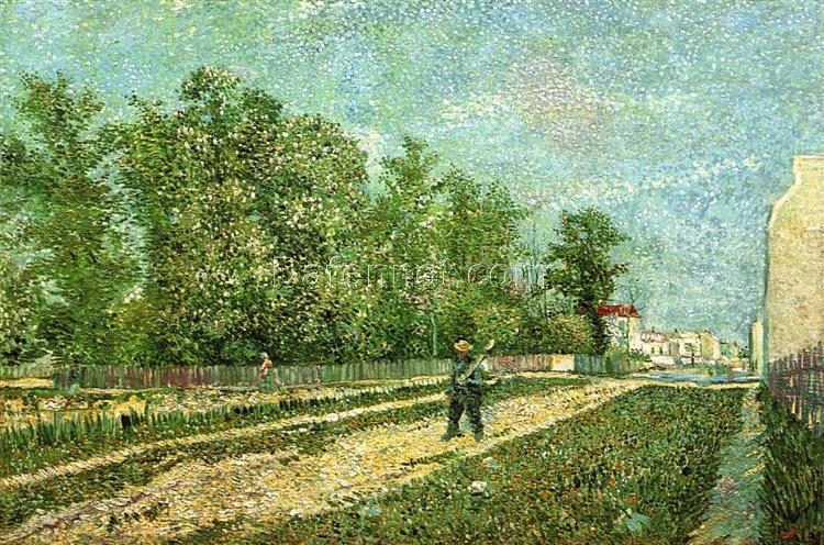 Vincent van Gogh’s Man with Spade in a Suburb of Paris (1887) – High-Quality Hand-Painted Oil Painting by Dafen Village Artists