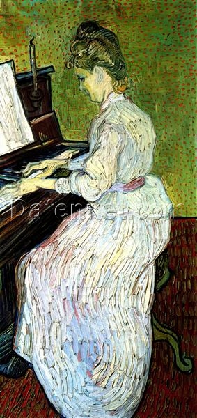 Custom Van Gogh Style Oil Painting of Marguerite Gachet at the Piano, Hand-Painted by Dafen Village Artists