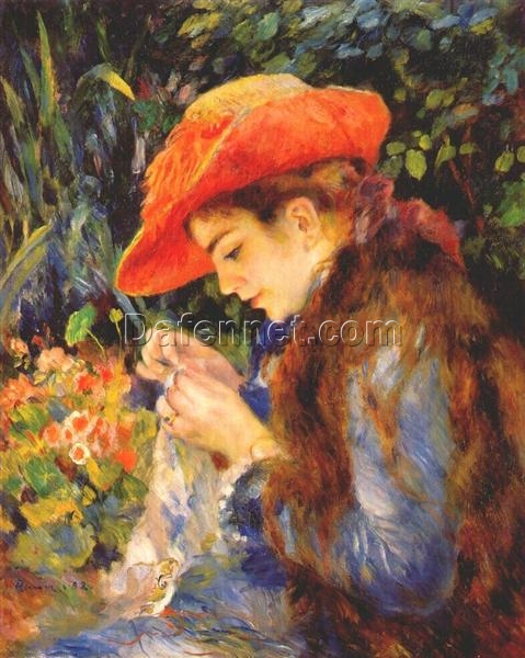 Pierre-Auguste Renoir “Marie-Thérèse Durand-Ruel Sewing” 1882 – Handcrafted Oil Painting Reproduction for Elegant Portrait and Domestic Art Decor