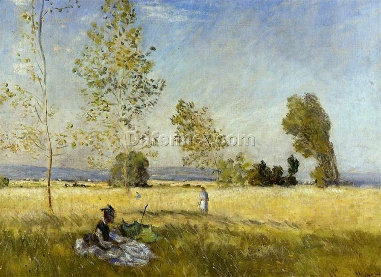 Meadow at Bezons (1874) by Claude Monet – Fine Art Oil Painting Reproduction for Modern Home, Handcrafted in Dafen Village