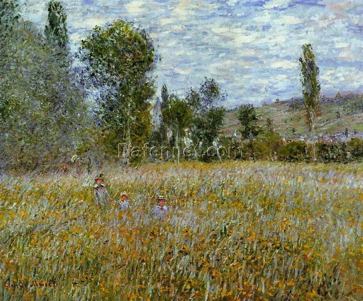 Impressionist Oil Painting: Claude Monet’s 1879 Meadow | Custom Paintings from Dafen Village Studio