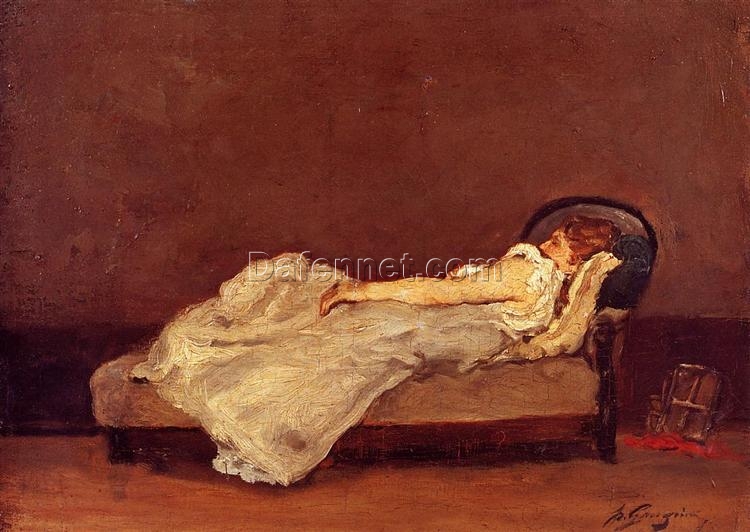 Mette Asleep on a Sofa” by Paul Gauguin 1875 – Hand-Painted Oil Painting Reproduction | Fine Art Canvas from Dafen Village