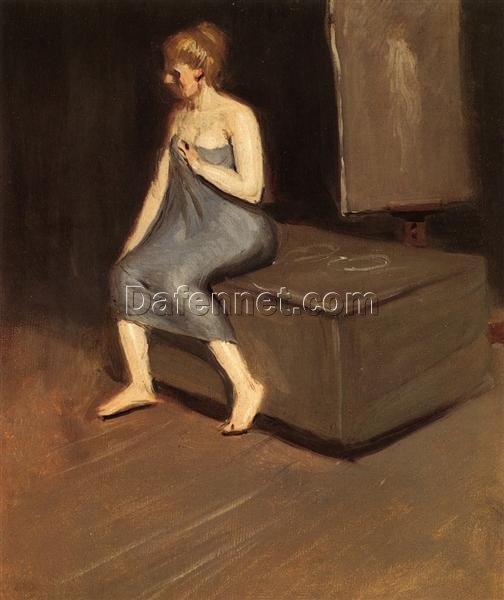 Model in Towel, Sitting on Box” by Edward Hopper 1902 – Hand-Painted Oil Painting Reproduction | Fine Art Canvas from Dafen Village