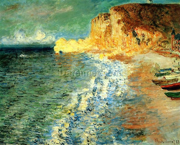 Handcrafted Oil Painting of Morning at Etretat by Claude Monet (1883) – Available from Dafen Village Studio