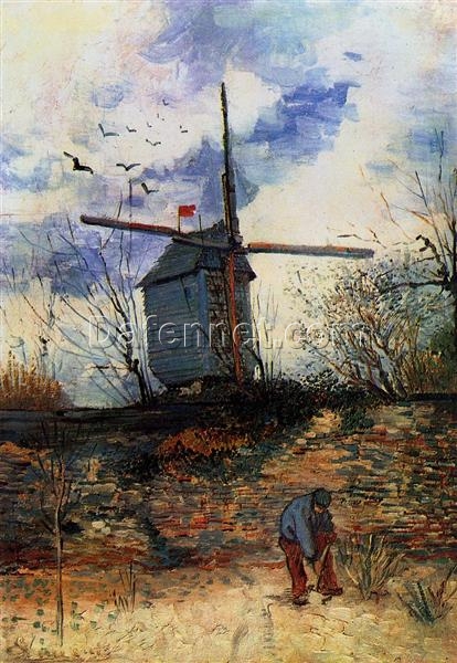 Vintage French Landscape Oil Painting – Moulin de la Galette by Vincent van Gogh | Handmade Artwork from Dafen Village Studi