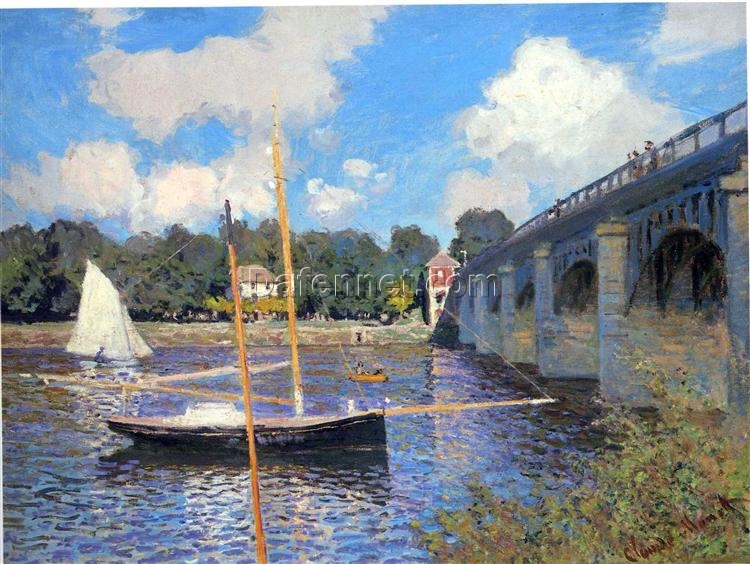 Custom Oil Painting: Claude Monet’s ‘Argenteuil Bridge’ (1874), Perfect for Modern Home Decor