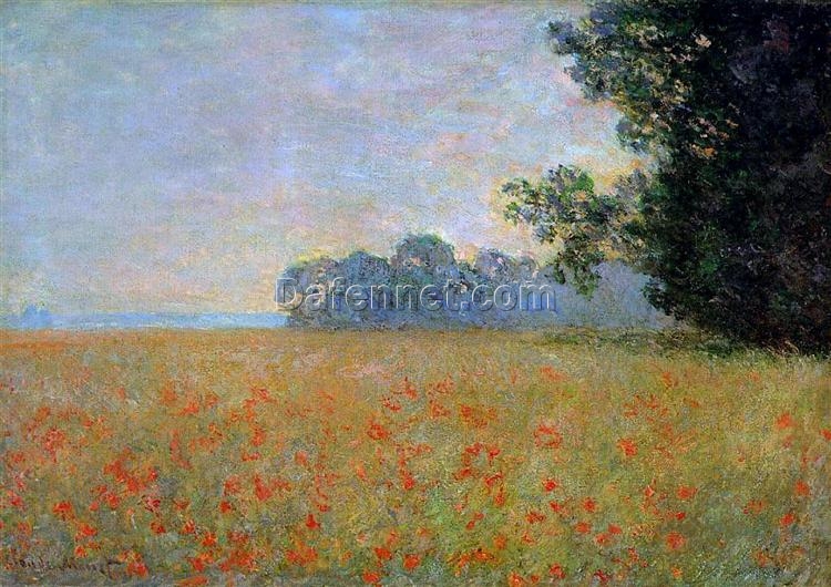 Claude Monet Oat and Poppy Field, 1890 – Stunning Custom Oil Painting Reproduction from Dafen Village Artists