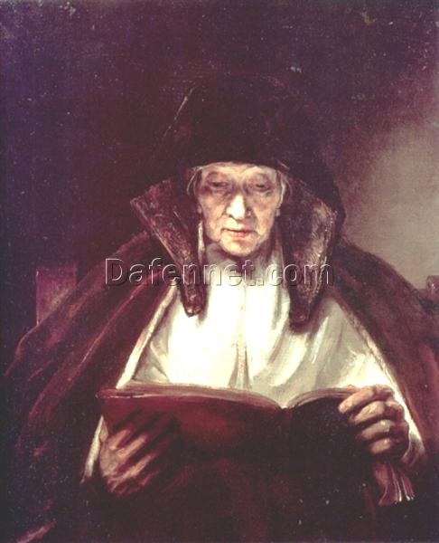 Hand-painted Rembrandt ‘Old Woman Reading’ 1655 – Capturing Wisdom in Silence