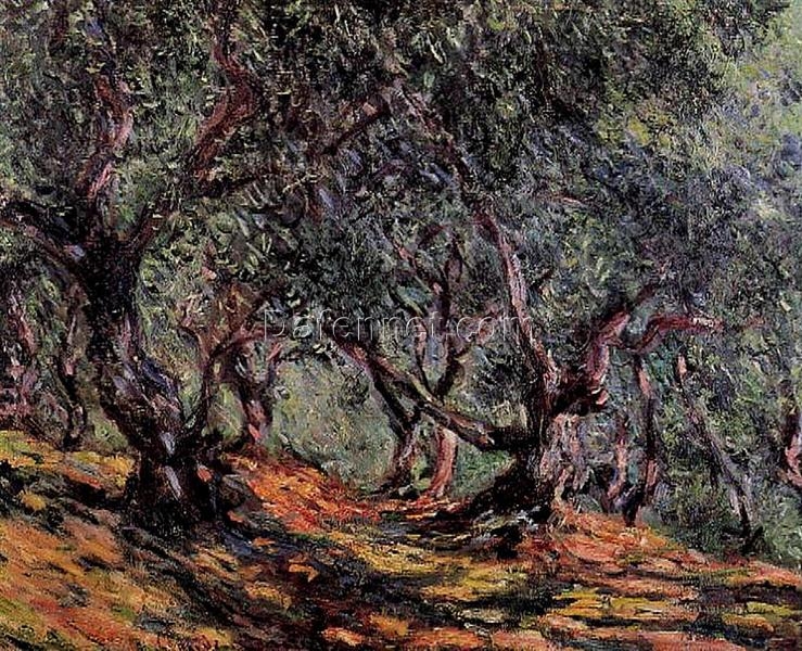 Hand-Painted Oil Painting of Olive Trees in Bordighera by Claude Monet – 1884 Reproduction, Dafen Village Artist Studio