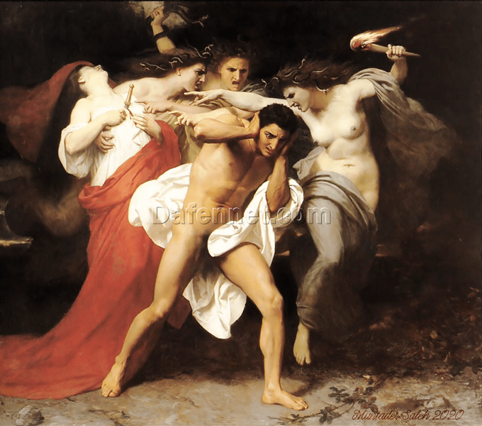 Affordable Oil Painting Reproduction of “Orestes Pursued by the Furies” – Bouguereau Mythological Artwork, Handcrafted in Dafen Village