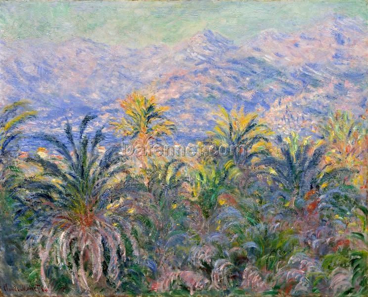 Beautiful Impressionist Palm Trees at Bordighera (1884) by Claude Monet – Fine Art Oil Painting on Canvas from Dafen Village