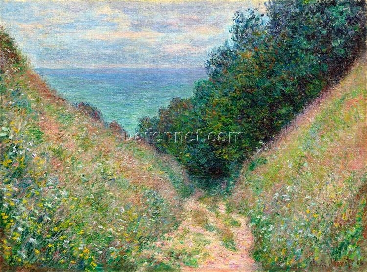 Dafen Village Oil Painting Studio: Reproduction of Path at La Cavee, Pourville by Claude Monet, Perfect for Home Decor