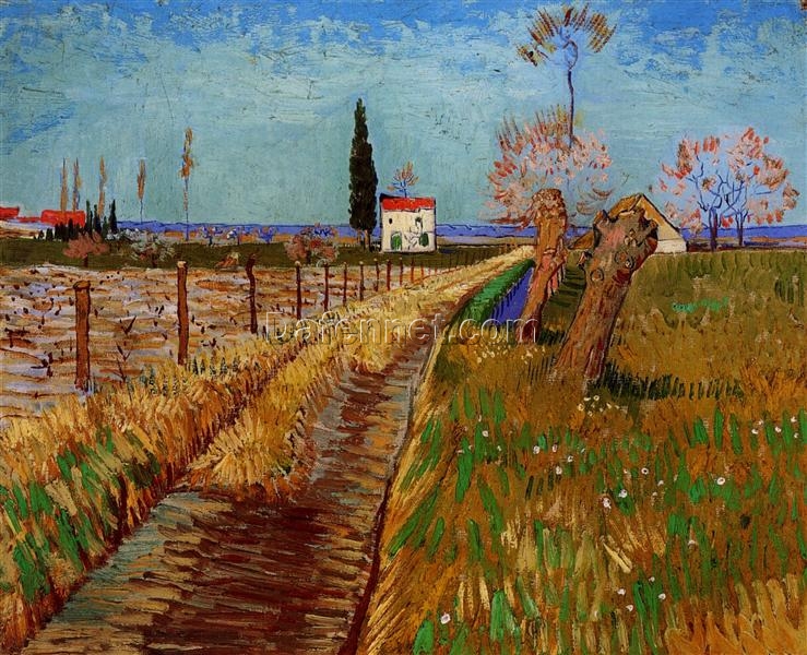 Vincent van Gogh Path Through a Field with Willows 1888 Oil Painting – High-Quality Reproduction from Dafen Village Studio