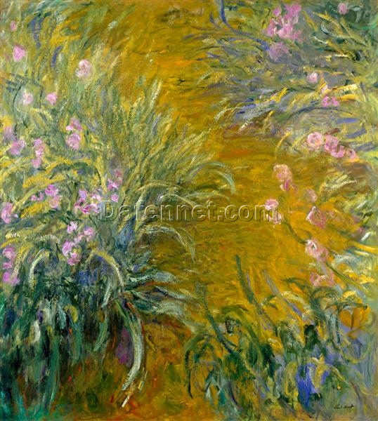 Path through the Irises (Monet) – Original Impressionist Oil Painting Reproduction by Dafen Village Artists