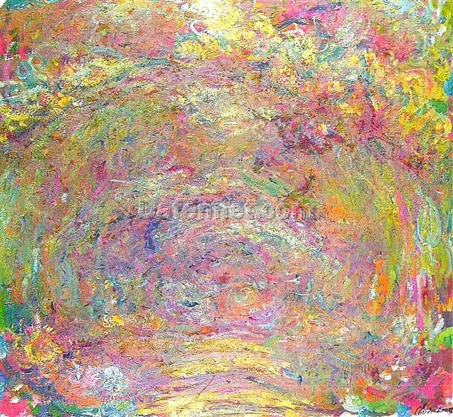 Path under the Rose Trellises – Claude Monet (1918-1924) Original Oil Painting Reproduction for Home Walls