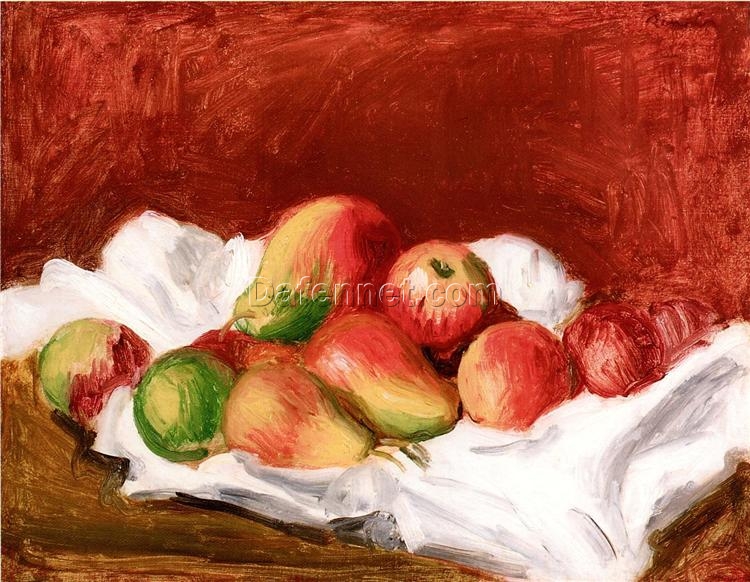 Pierre-Auguste Renoir “Pears and Apples” 1890 – Handcrafted Oil Painting Reproduction for Still Life and Kitchen Art Decor