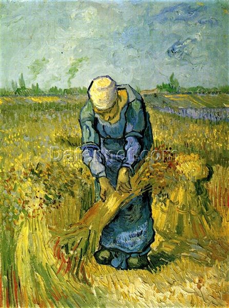 Authentic 1889 Vincent van Gogh Peasant Woman Binding Sheaves Painting | Custom Oil Art from Dafen Village