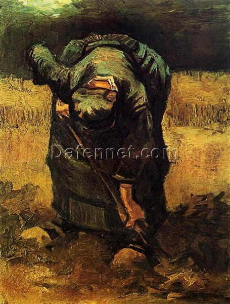 Peasant Woman Digging Oil Painting Reproduction by Dafen Village Artist – 1885 Vincent van Gogh Masterpiece