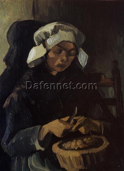 Peasant Woman Peeling Potatoes Oil Painting by Vincent van Gogh – 1885 Vintage Masterpiece – Dafen Village Custom Artwork