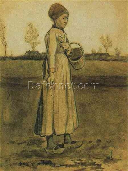 Vincent van Gogh’s “Peasant Woman Sowing with a Basket” (1881) – Authentic Hand-Painted Oil Painting from Dafen Village Studio