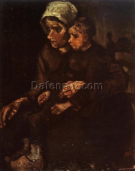 Vintage Peasant Woman with a Child in Her Lap Oil Painting by Vincent van Gogh – Custom Art from Dafen Village Studio