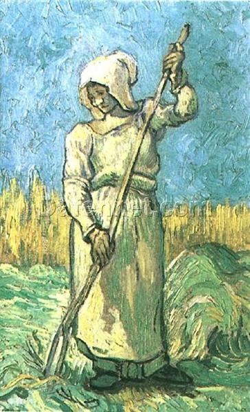 Hand-painted Van Gogh’s Peasant Woman with a Rake after Millet (1889) – Custom Oil Painting from Dafen Village