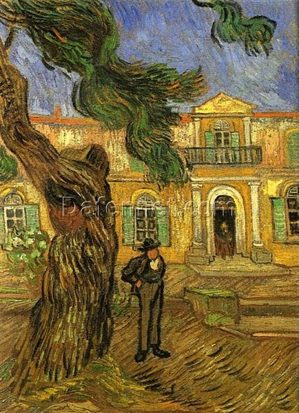 High-Quality Reproduction of Pine Trees with Figure in the Garden of Saint-Paul Hospital (1889) by Vincent van Gogh – Dafen Village Custom Oil Painting