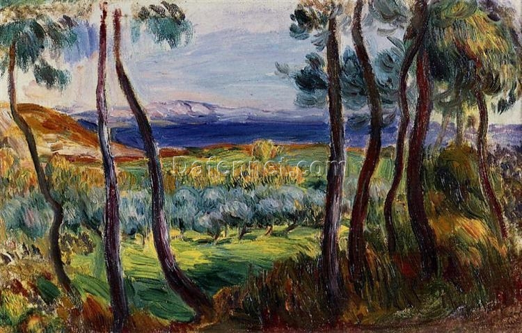 Pierre-Auguste Renoir “Pines in the Vicinity of Cagnes” 1910 – Handcrafted Oil Painting Reproduction for Landscape and Nature Art Decor