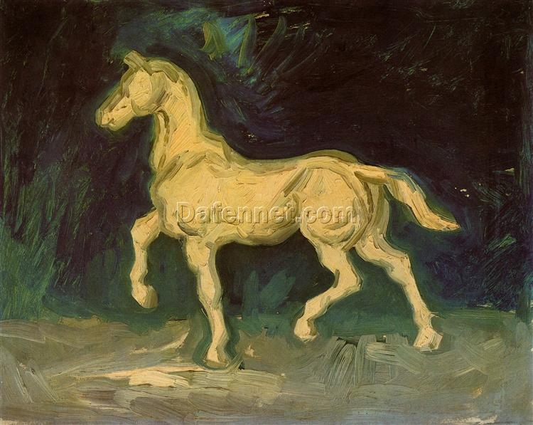 Elegant Horse Sculpture Plaster Statuette of a Horse by Vincent van Gogh – Hand-Painted by Dafen Village Experts