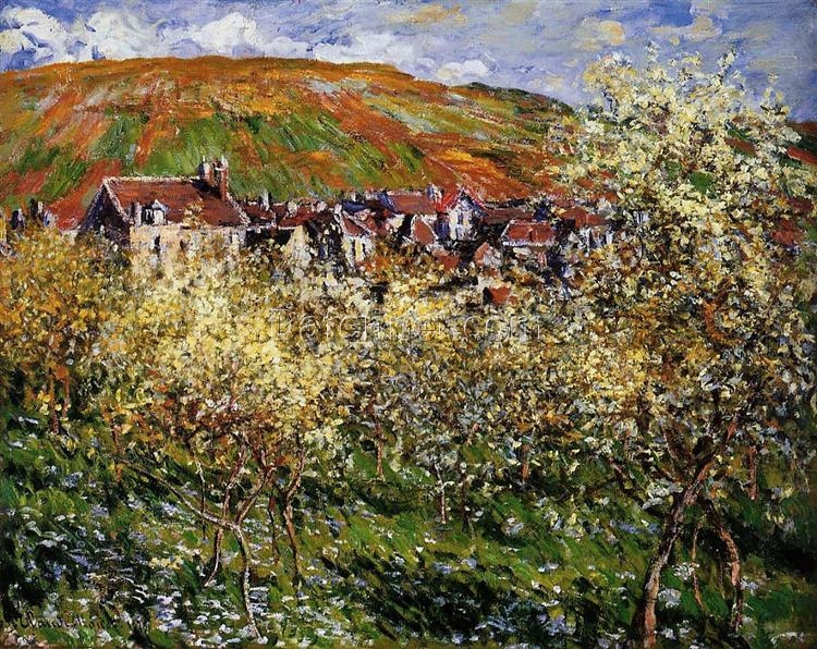 Reproduction of Claude Monet’s Plum Trees in Blossom at Vetheuil 1879 – Hand-Painted Oil Landscape from Dafen Village