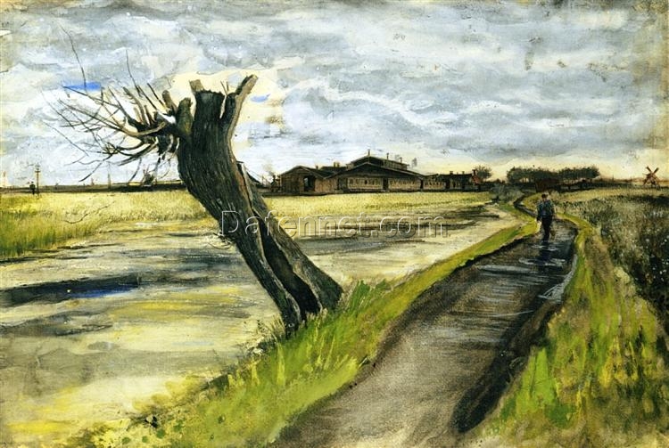 Hand-Painted Pollard Willow by Vincent van Gogh | 1882 Landscape Oil Painting from Dafen Village Studio