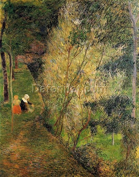 Pont-Aven Woman and Child” by Paul Gauguin 1886 – Oil Painting Reproduction | Expressive Scene in Vibrant Colors Capturing Intimacy