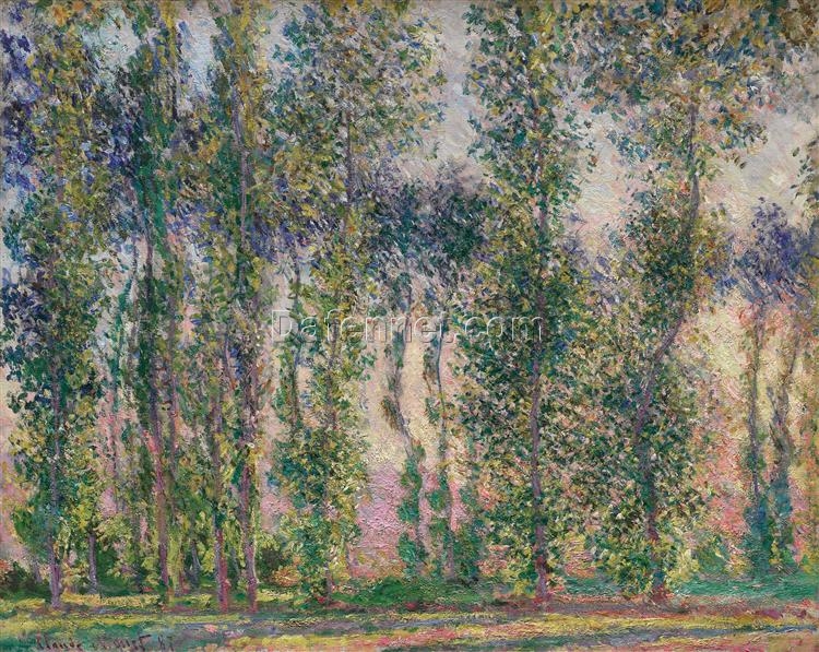 Premium Oil Painting of Poplars at Giverny (1887) by Claude Monet – Stunning Reproduction by Dafen Village Artists