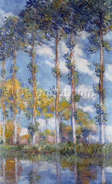 Elegant Poplars by Claude Monet – Custom Oil Painting Reproduction for Home Art – Dafen Village Studio