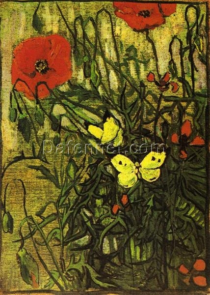 Vincent van Gogh’s Poppies and Butterflies (1890) – Custom Oil Painting on Canvas by Dafen Village Artist