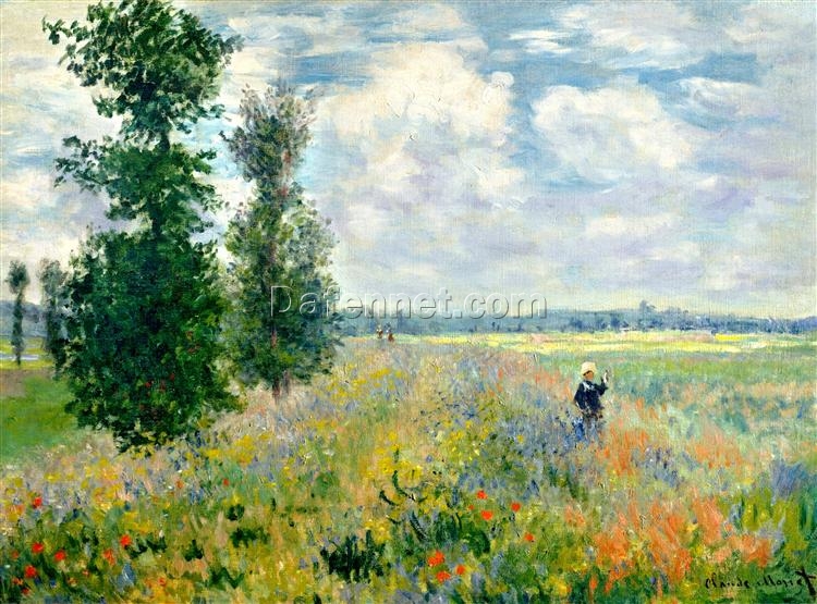 Transform Your Space with Poppy Field, Argenteuil (1875) by Claude Monet – Custom Hand-Painted Oil Painting from Dafen Village Studio