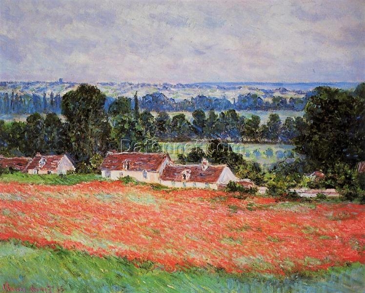 Hand-Painted Oil Painting of Monet’s Poppy Field at Giverny (1885) – Custom Artwork from Dafen Village