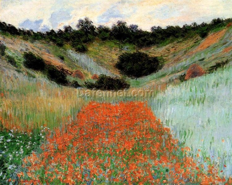 Premium Quality Poppy Field in a Hollow near Giverny by Claude Monet – Oil Painting Reproduction from Dafen Village