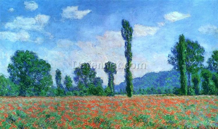 Hand-painted Reproduction of Poppy Field in Giverny (1890) by Claude Monet – High-Quality Oil Painting from Dafen Village