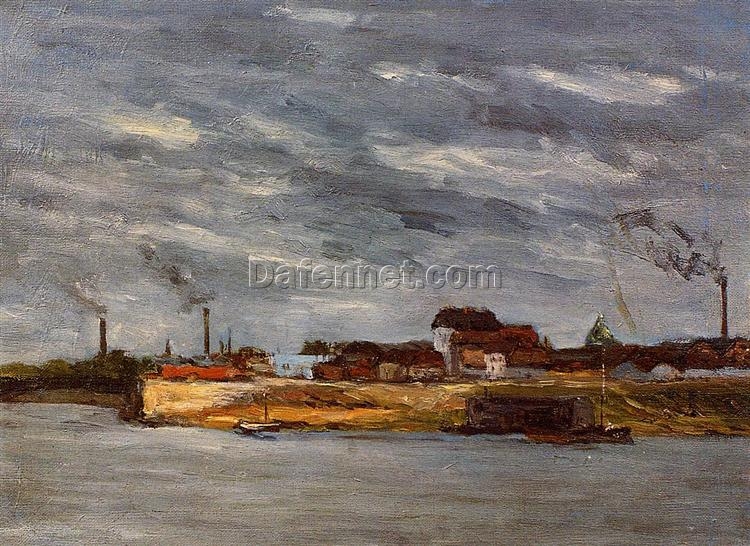 Port de Javel” by Paul Gauguin 1876 – Oil Painting Reproduction | Beautifully Detailed French Waterfront Art