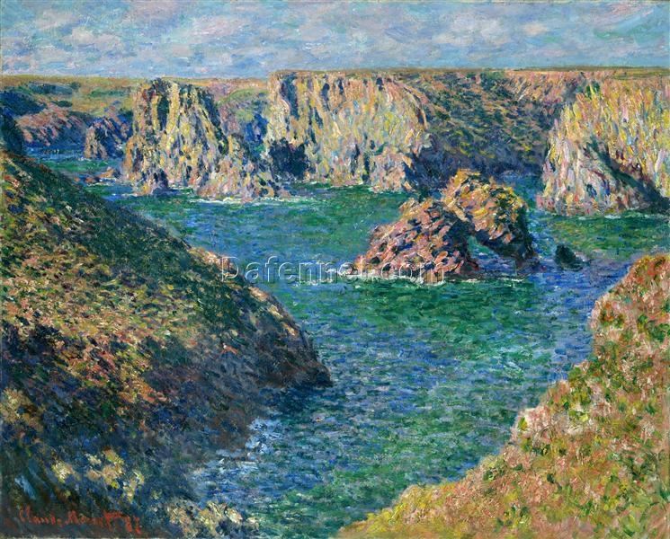 Authentic Reproduction of Port Donnant, Belle Ile (1886) by Claude Monet – Handcrafted Seascape Oil Painting by Dafen Village