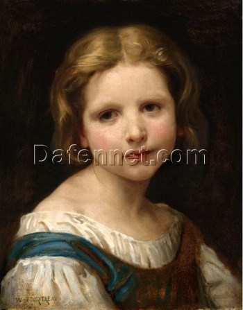 Custom Oil Painting of Bouguereau’s “Portrait of a Girl” | Elegant 1865 Artwork from Dafen Village