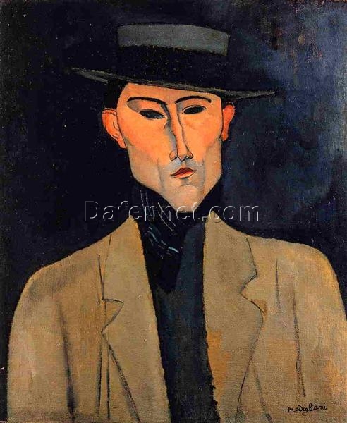 Portrait of a Man with Hat” (Jose Pacheco) by Amedeo Modigliani – Hand-Painted Oil Painting Reproduction | Fine Art Canvas from Dafen Village