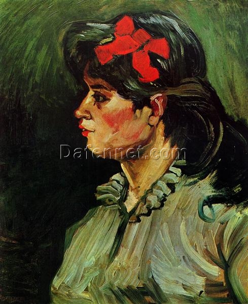 Custom Oil Painting: “Portrait of a Woman with a Red Ribbon” (1885) by Vincent van Gogh – High-Quality Art from Dafen Village