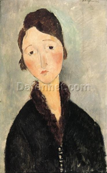 Amedeo Modigliani “Portrait of a Young Woman” c.1918 – Authentic Oil Painting Reproduction | Elegant Canvas Art from Dafen Village