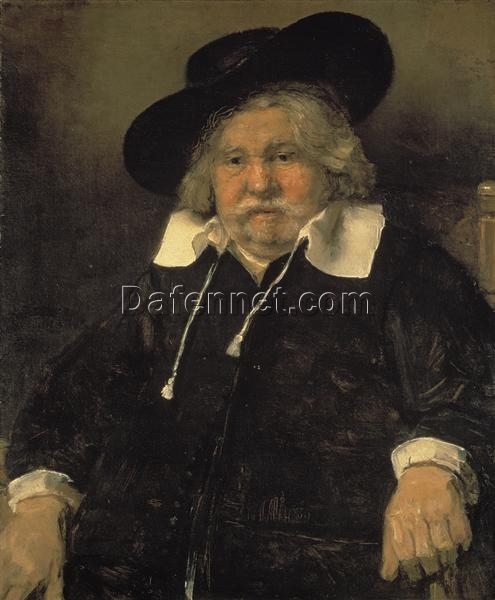 Hand-painted Rembrandt ‘Portrait of an Elderly Man’ 1667 – A Stunning Depiction of Age and Dignity