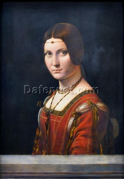 Authentic Reproduction of “La Belle Ferronière” by Leonardo da Vinci – Custom Oil Painting Inspired by the c.1490 Portrait | Dafen Village